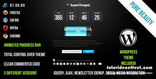 SuperCharged - ThemeForest Under Construction Template + WordPress Theme