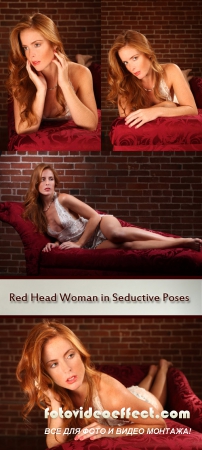 Stock Photo: Red Head Woman in Seductive Poses