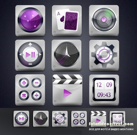 Steel App Style Icons for Photoshop