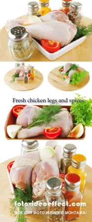 Stock Photo: Fresh chicken legs and spices