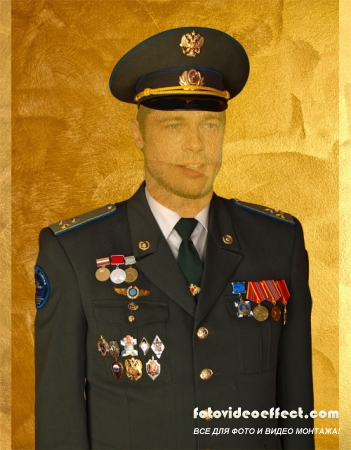 Мужской шаблон для фотошопа - Полковник в военной форме