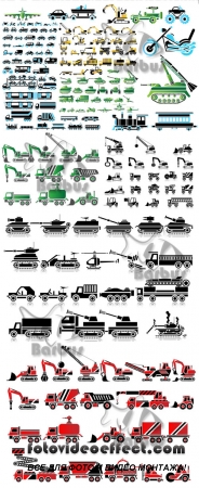 Icons work and war vehicles / Пиктограммы военной и строительной техники