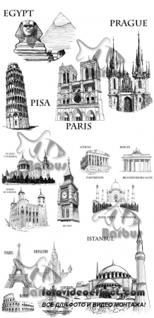 Famous buildings sketch /     - Vector stock