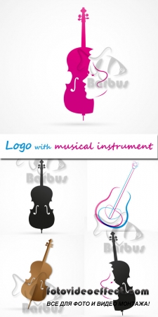Logo with a musical instrument /     - Vector stock