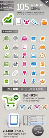 105 Papercut Icons  GraphicRiver