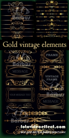 Gold vintage design elements vector /    