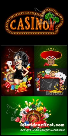 Bright casino - cards, counters, coins /   - ,   