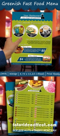 Greenish Fast Food Menu