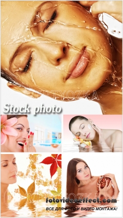 Девушки и спа процедуры - растровый клипарт / Girls and spa procedure