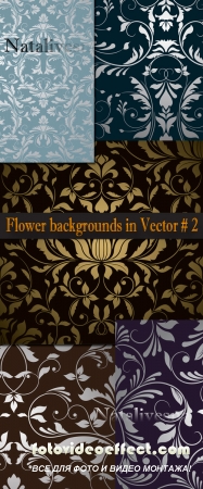 Цветочные фоны в Векторе # 2  / Flower backgrounds in Vector # 2