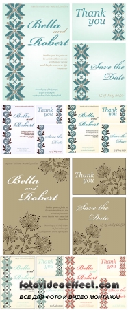 Stock: Set of wedding or invitation card