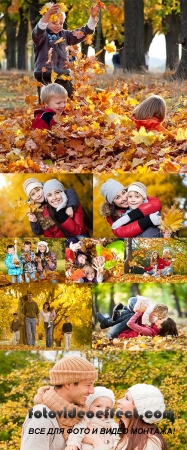 Stock Photo: Happy family autumn
