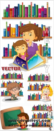    / Children and books - vector clipart