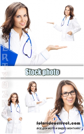      / Woman doctor on a white background - Raster clipart