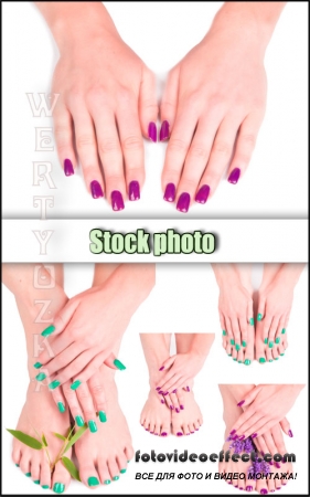 Уход за руками и ногами, маникюр, педикюр / Care of hands and feet - Raster clipart