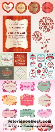 Stock: Set of wedding invitation card