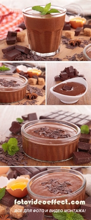 Stock Photo: Chocolate mousse and ingredient