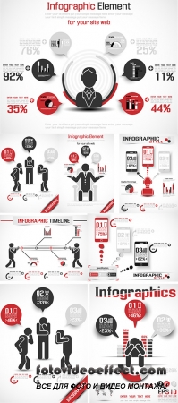 Stock: Infographic man business ranking red