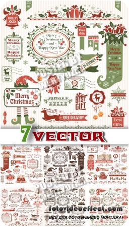 Новогодние и рождественские элементы в векторе / New Year elements in the vector
