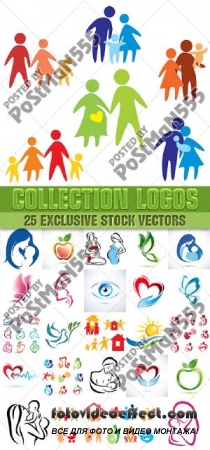 Счастливая семья - коллекция логотипов | Happy family - collection of logos, вектор