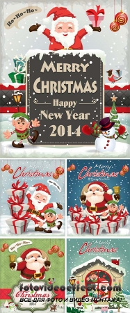  Stock: Vintage Christmas cupcake poster design