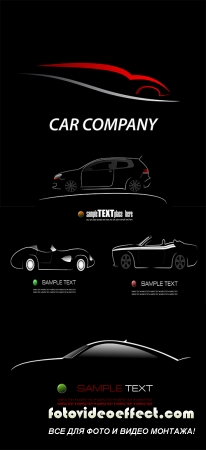 Stock: White silhouette of car on black background