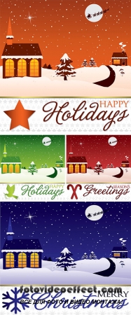 Stock: Winter Christmas scene card in vector