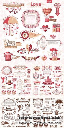 Stock: Set of Valentines Day design elements