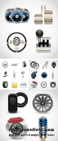 Stock: Car parts vector icons set