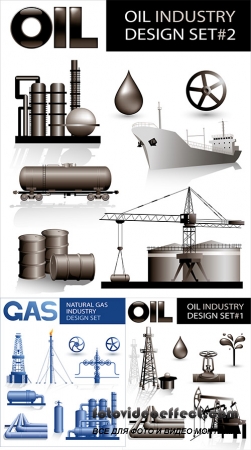 Stock: Design set of oil industry vector images
