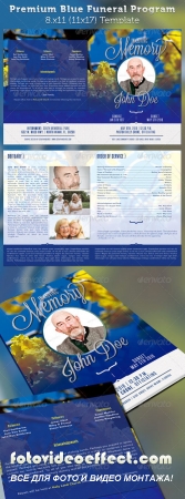 Premium Blue Funeral Program Template