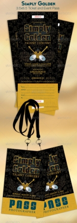 Simply Golden Ticket and Event Pass Template