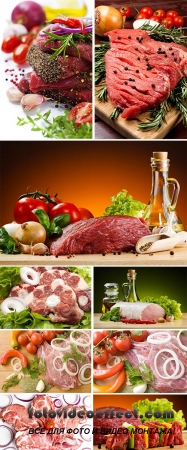 Stock Photo: Raw meat with onions