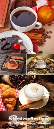  Stock Photo: Hot chocolate and coffee