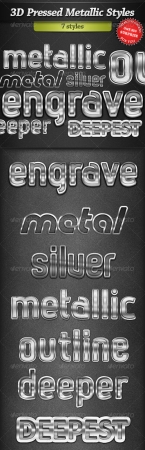 3D Pressed Metallic Text Styles