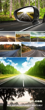 Stock Photo: Road in summer forest