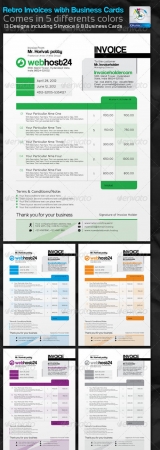 Retro Invoices With Business Cards