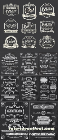 Stock: Collection of banners and ribbons on a black background