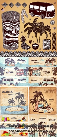 Stock: Vintage summer and travel banners