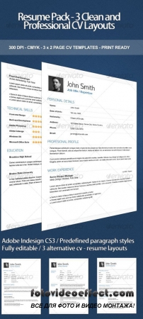 Resume Pack – 3 Clean and Professional CV Layouts