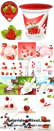 Stock: Fruits and berries in milk