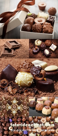 Stock Photo: Chocolate background with pralines