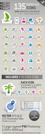 135 Papercut Icons
