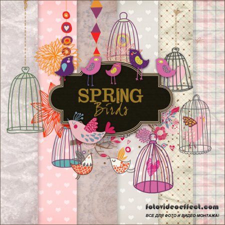 Scrap-set - Spring Birds