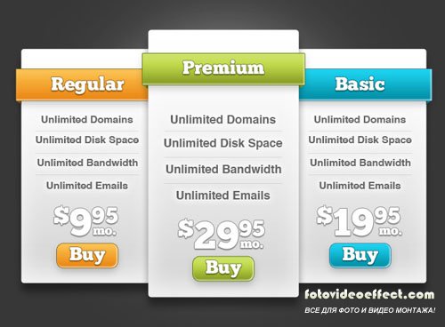 PSD Templates - Price Plan