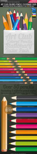 GraphicRiver Art club colored pencils vector pack RETAIL