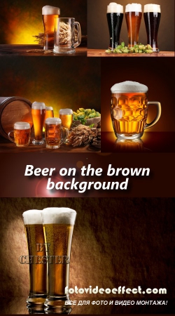 Beer on the brown background