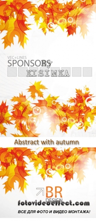 Stock: Abstract background with autumn and fallen leaves