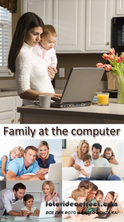 Stock Photo: Family at the computer