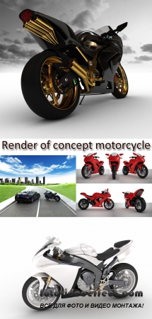 Stock Photo: Render of concept motorcycle